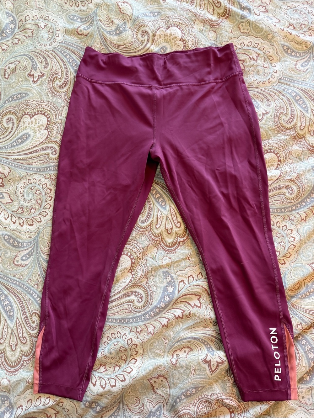 Peloton Plus Size Maroon Active Leggings with Pink Accent